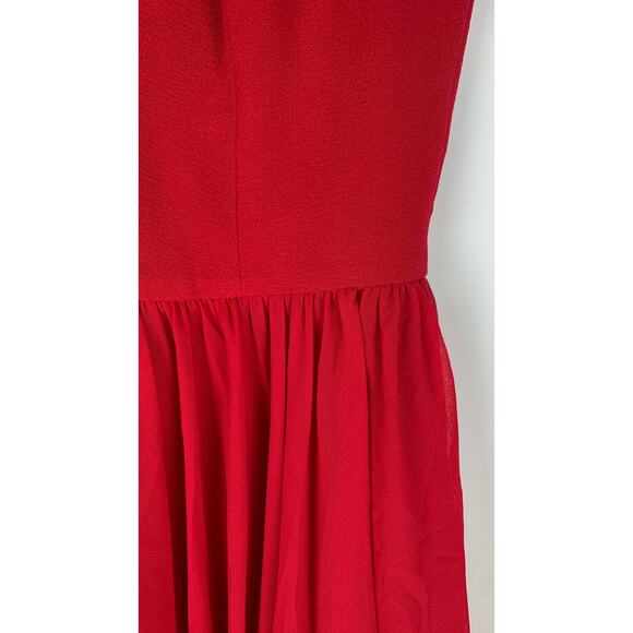 Dress The Population Alicia Midi Dress Womens Small Garnet Red Chiffon Crepe - Picture 7 of 11
